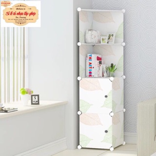 Tủ nhựa ghép 4 tầng Size 47cm. Tủ 2 ô to kèm 2 kệ góc đa năng .