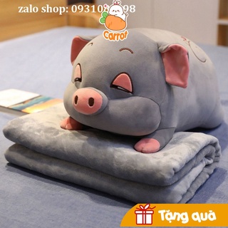 [Rẻ Vô Địch ] Bộ Chăn Gối Văn Phòng, Gấu Bông Heo Hip Kèm Chăn Mền chất vải miniso cao cấp