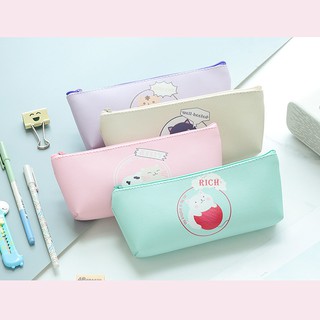 HCM - Hộp bút nhỏ chống thấm họa tiết Mèo gam Pastel ngọt ngào đáng yêu