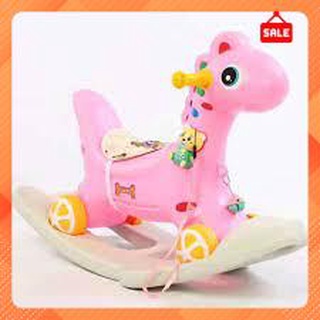Ngựa bập bênh cho bé 1 2 tuổi 2 in 1 có bánh xe có nhạc