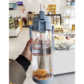bình nước thể thao, du lịch 1,4L có ống hút nắp cài-TH
