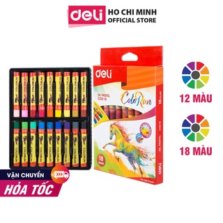[Mã LIFEDELI1505 giảm 50K đơn 99K] Bút sáp dầu Deli - 12 màu/18 màu - 1 Hộp - EC20200/EC20210