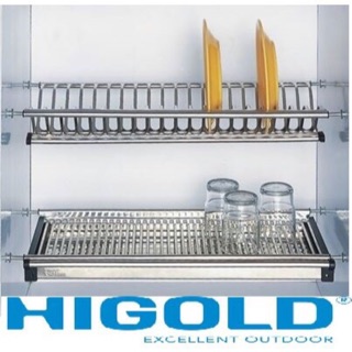Kệ chén 2 tầng cao cấp âm tủ HIGOLD inox 304, tủ 600mm (D250 x W765 x H100mm+45mm) , bảo hành 05 năm