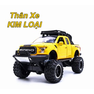 XE MÔ HÌNH FORD F150 Raptor Offroad - tỷ lệ 1:32 đúc KIM LOẠI Vàng | Xanh