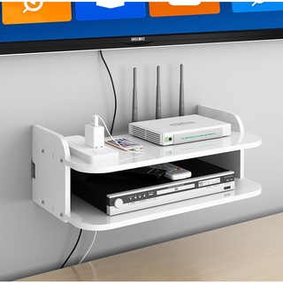 Kệ wifi treo tường, kệ để đầu thu 2 tầng KW12 bằng gỗ Smartboard màu trắng sang trọng - Đầy đủ phụ kiện treo kèm theo