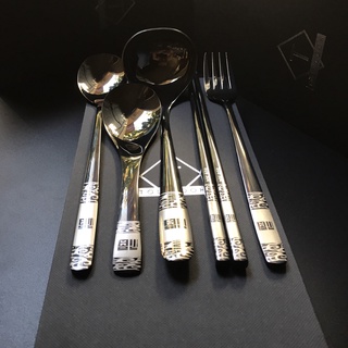 Bộ đồ dùng bàn ăn đũa muôi muỗng thìa nĩa inox 304 phong cách Châu Âu Tolycook sang trọng cao cấp