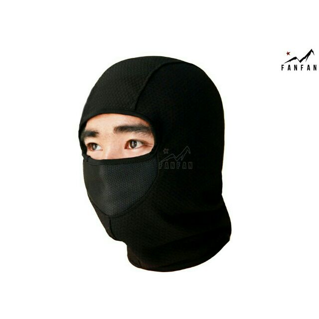 Khăn trùm đầu ninja đầu đi phượt nam nữ màu đen vải mát chống tia uv