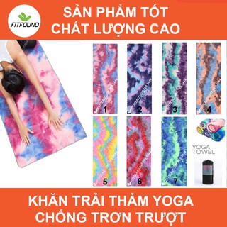 Khăn Trải Thảm Tập Yoga Cotton Phủ Hạt Silicon Chống Trượt Chống Xô Màu Loang