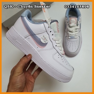 Giày Sneaker Air Force 1 Low LV8 Double Swoosh Light Armory Blue , Giày thể thao nữ af1 vệt xanh hồng cao cấp, da 2 lớp