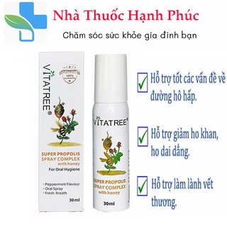 Vitatree Chai xịt giảm đau họng keo ong