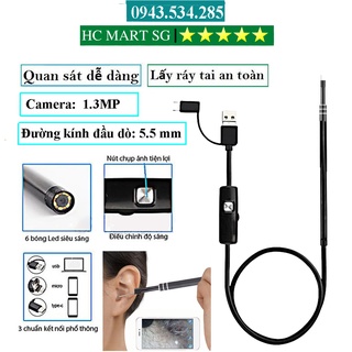 Camera Nội Soi Tai Siêu Nét Đi Kèm Bộ Đầu Lấy Ráy - Thiết kế Thông Minh, Nhỏ Gọn, Chống nước [GIÁ HỦY D {SIÊU SALE}