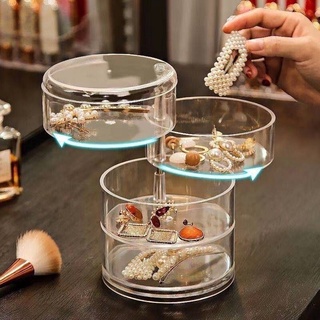 Hộp đựng trang sức trong suốt giá rẻ chất liệu MiKa xoay 360 độ 3-4-5 ngăn cao cấp sang trọng để phụ kiện nhỏ tiện lợi