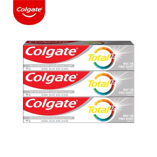 Bộ 3 Kem đánh răng Colgate diệt vi khuẩn Total Clean Mint hương bạc hà bảo vệ toàn diện 12h 170g