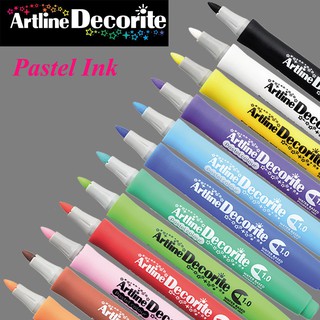Bộ 12 bút màu nổi viết vẽ trên mọi chất liệu Artline Decorite EDF-1 - Pastel Colors