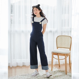 BLEUBIRD Quần yếm bò đính hoa móc DENIM DUNGAREE (Tặng kèm pin cài hoa móc)