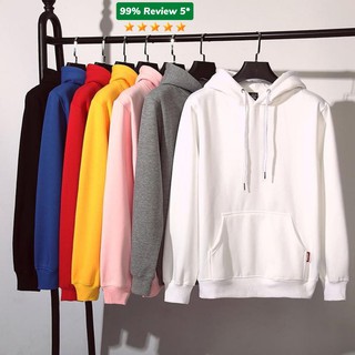 Áo khoác hoodie nỉ trơn unisex nam nữ phom rộng có 2 túi trước nhiều màu cá tính