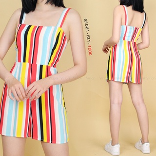 Q1561 - Romper voan F21 hai dây phối sọc dọc màu