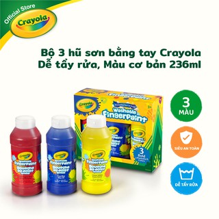 Bộ 3 hũ sơn bằng tay 236ml Crayola FingerPaint Dễ tẩy rửa, Màu cơ bản (Đỏ, vàng, xanh lam) - 551310