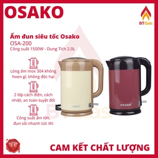 [Mã ELHADEV giảm 4% đơn 300K] Ấm đun siêu tốc 2 lớp Inox 304 Osako OSA-200 công suất 1500W dung tích 2L
