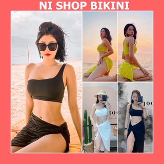 Bikini set đồ bơi 3 chi tiết kèm váy kín đáo thanh lịch Áo tắm đi biển 2 mảnh che bụng SET02