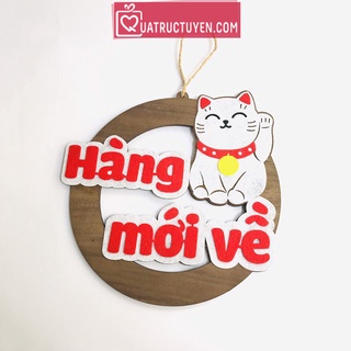 Biển treo cửa Mèo thần tài gỗ chữ Welcome/ Hàng mới về cho cửa hàng