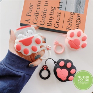 Tặng kèm móc treo - Case Airpod 1 2 Pro Chân mèoVỏ bao AirPods silicon đựng tai nghe không dây i11 i12...