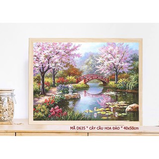 Tranh sơn dầu số hóa rẻ,đẹp-tranh tô màu theo số- tranh phong cảnh, Tặng khăn,khung gỗ 40x50-Moon shop-M4