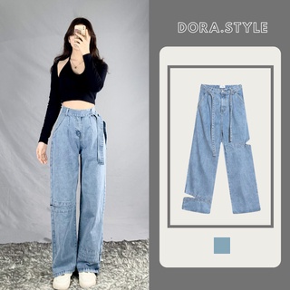 Quần Jeans Ống Rộng Nối Ống Basic Cực Chất Kiểu Dáng Mới Chất Liệu Jean Cao Cấp M9999 Dora Style