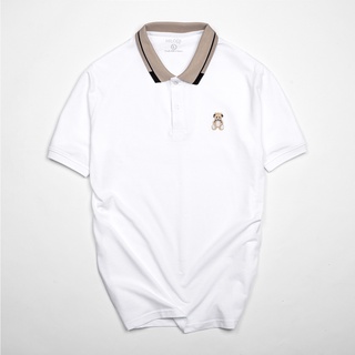 Áo Thun polo Nam Cao Cấp Tay Ngắn Thêu Hình Teddy Có Cổ Vải Cotton Dày Mịn Thoáng Mát