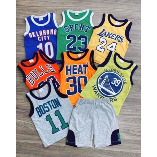 Bộ ba lỗ thun cotton mẫu thể thao sz Nhí cho bé