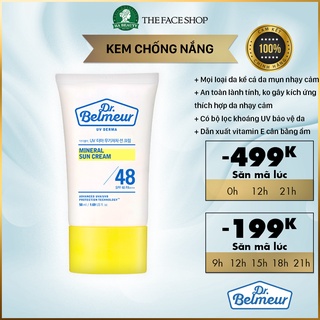Kem chống nắng dưỡng ẩm cho da mụn nhạy cảm vitamin E The Face Shop Dr Belmeur Mineral Sun Cream SPF48+++ 50ml