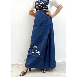 Váy chống nắng jean cotton cao cấp 1 tà có nút bấm