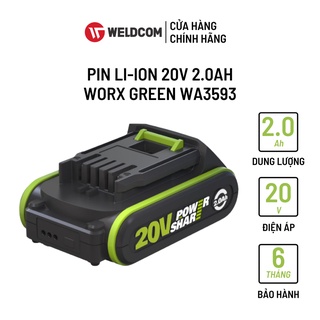 Pin Li-ion 20V 2.0Ah WORX GREEN WA3593 Có Đèn Báo Dung Lượng Pin Chính Hãng
