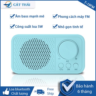 Loa bluetooth 5.2 âm bass mạnh mẽ Cát Thái T-19FM kích thước nhỏ gọn, công suất 5W, phong cách thiết kế cổ điển tinh tế