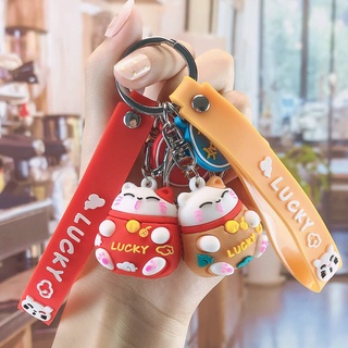 Móc Khoá Mèo Thần Tài May Mắn Lộc Lá Zanmoo