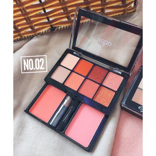 [Mẫu Mới] Bảng Phấn Mắt Kèm Má Hồng Tông Cam Hồng Đào Có Nhũ Odbo OD1022 No.02 2 Tầng