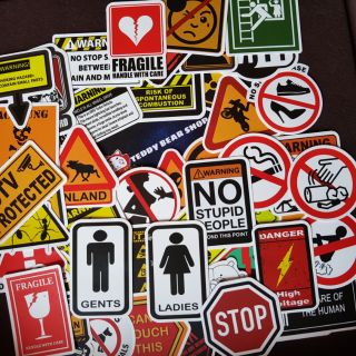 Set 50 sticker biển báo không trùng lặp
