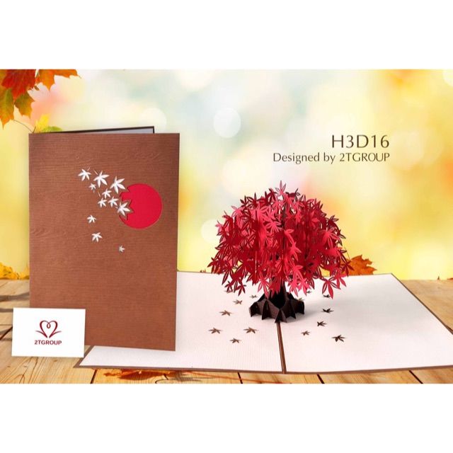 Thiệp 3d cây maple
