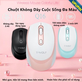 T-Wolf Chuột không dây Bluetooth, DPI 1600, chế độ kép wireless usb 2.4Ghz, bluetooth