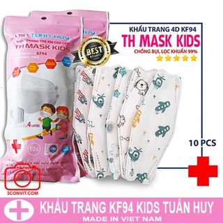Thùng 600 chiếc khẩu trang trẻ em (60 túi) 4D KF94 Tuấn Huy
