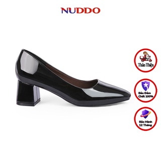 Giày cao gót nữ 5 phân gót vuông mũi vuông thời trang công sở guốc da bóng cao cấp NUB03