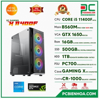 Thùng máy tính Intel Core I5 11400F B560M 16G 500G 1T 700W 1650 4G
