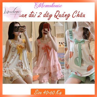 Đồ bộ pijama THUN đùi 2 dây nhỏ ( form dưới 60kg)