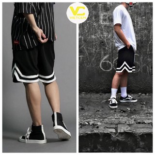 Quần short unisex viền V, quần đùi mặc nhóm chất thun mát - VIETCEN