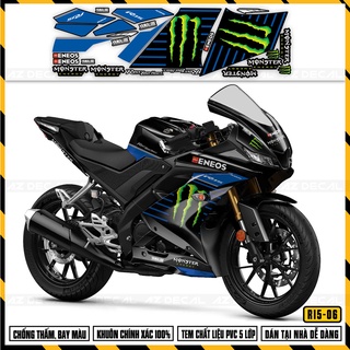 Tem Xe R15V3 Mẫu Monster | R15V306 | Decal Rời Dán Xe R15 Đẹp Màu Xe Đen, Đỏ, Xanh, Vàng, Xám