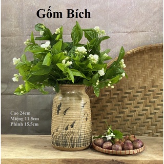 Bình Hoa Lọ Hoa Để Bàn Men Mộc Dáng Phích S3 Gốm Sứ Bát Tràng - Gốm Bích