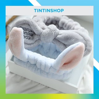Băng đô rửa mặt phong cách hàn quốc, Băng đô nơ vải nhung mềm cài tóc trang điểm siêu dễ thương