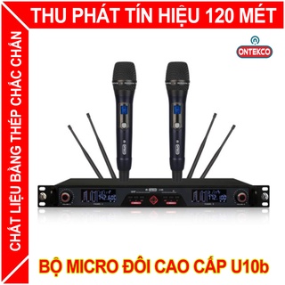Micro karaoke không dây cao cấp ONTEKCO U10b tích hợp màn hình led chuyên nghiệp kèm đầu thu sóng, giảm nhiễu