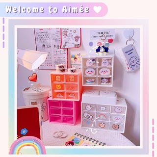 TỦ NHỰA MINI 6 NGĂN, KỆ MINI 6 NGĂN ĐỂ BÀN ( Tặng kèm sticker) | AIMÉE