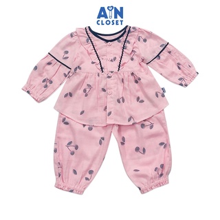 Bộ quần áo dài bé gái họa tiết Cherry Surinam xô sợi tre - AICDBGLFPODB - AIN Closet